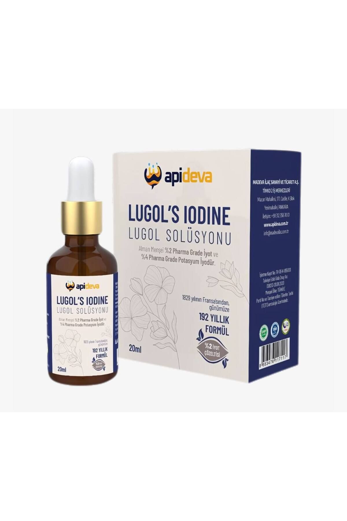 apideva Lugol Solüsyon İyot  %2 Lik 20 ml Gimdes Sertifikalı