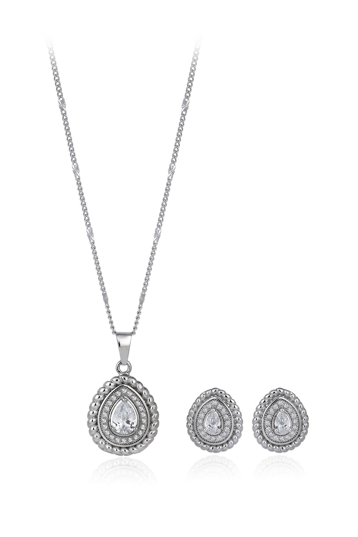 Tophills Jewels 1,50 Karat Damla Anturaj Altın Set | Damla Taşlı Vintage Set | Artdeco Damla Taşlı Altın Set