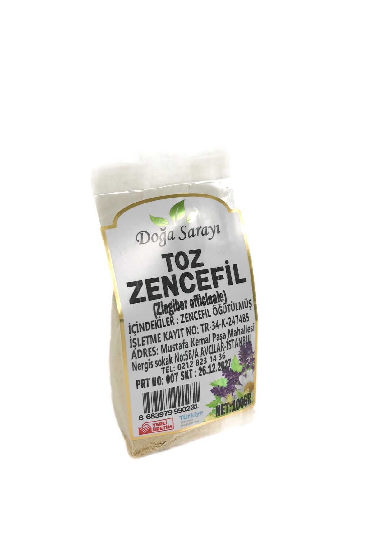 Doğa Sarayı Toz Zencefil, Zencefil 100gr ,Taze Öğütülmüş, Katkısız, Doğal