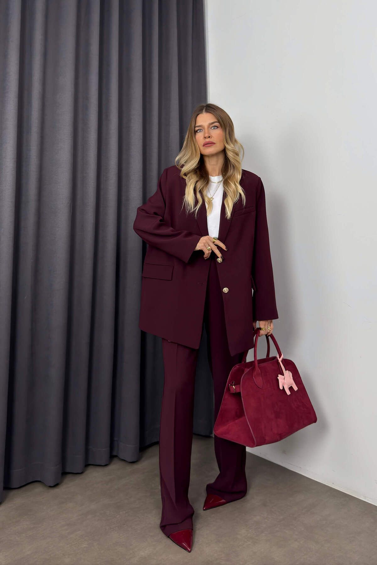 Sue Store-Plum Oversize Jacket Pants Premium Suit 4