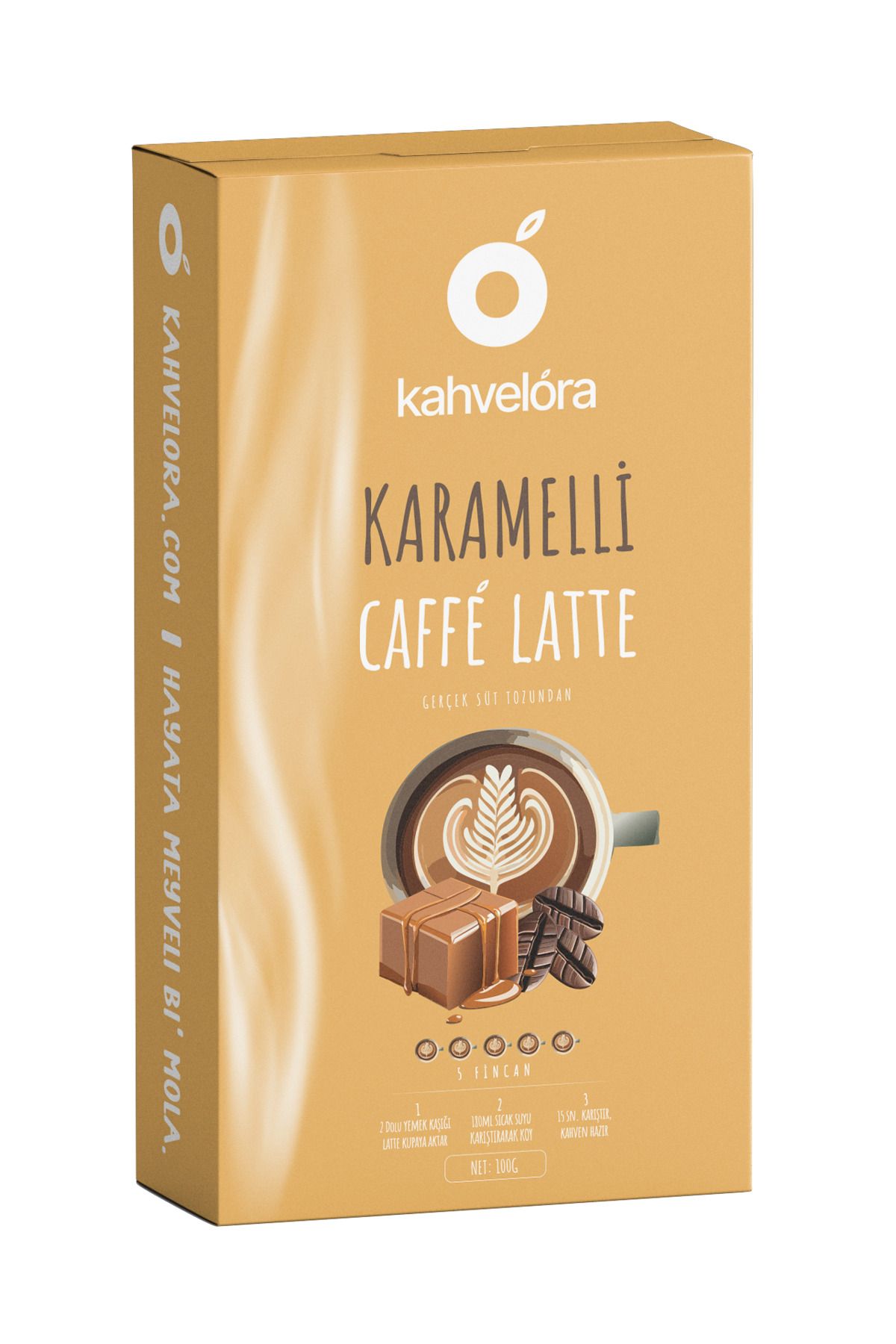 kahvelora 100g Hazır Caffe Latte Karamelli - Sütlü Köpüklü Bardakta Karıştır Hazır