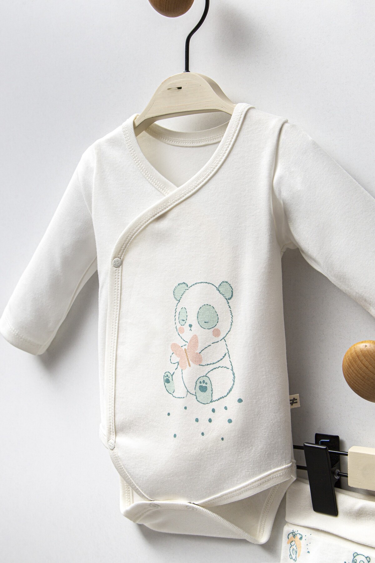 Moi Noi-Baby Girl's Suit 100% Organic Cotton (Kruvaze Body Pants Hat) 3