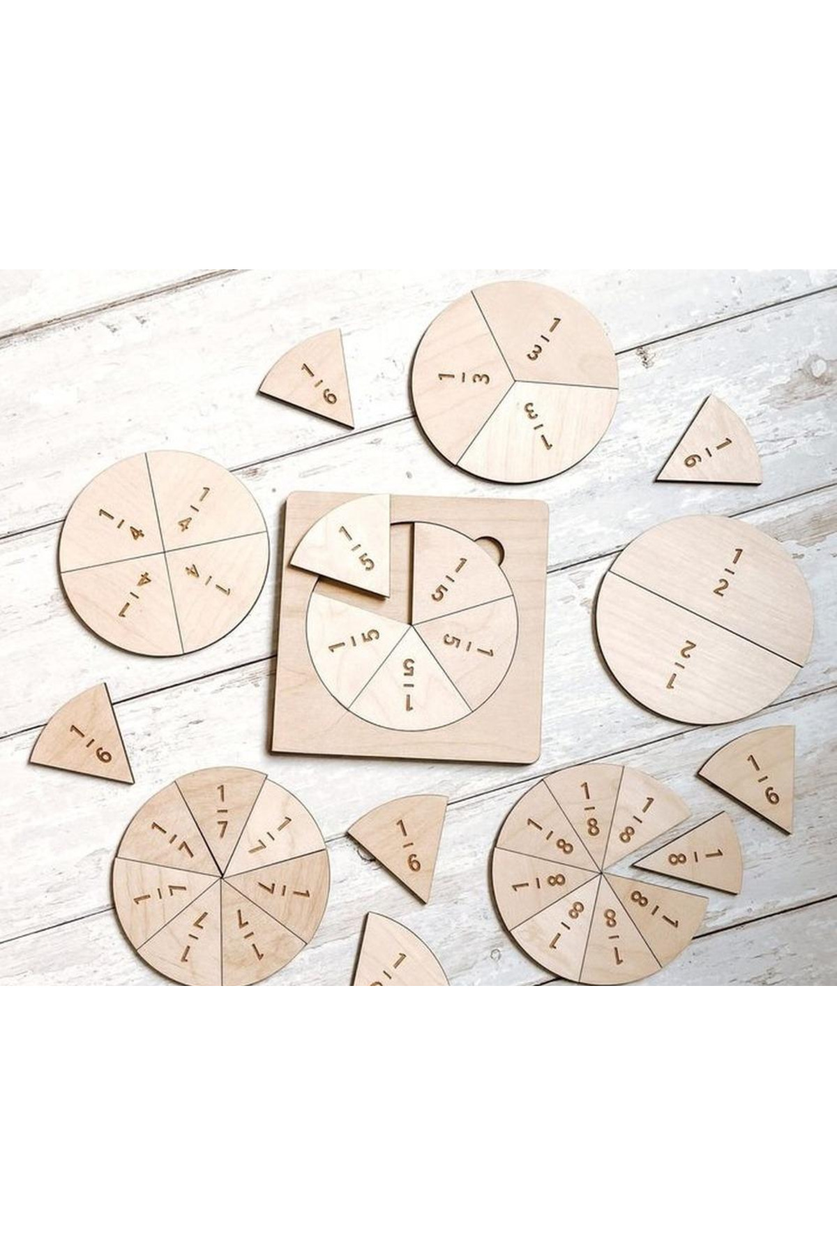 WoodStory Ahşap Kesirleri Öğreniyorum Eğitici Montessori Yapboz fotoğrafı 3 (önizleme)