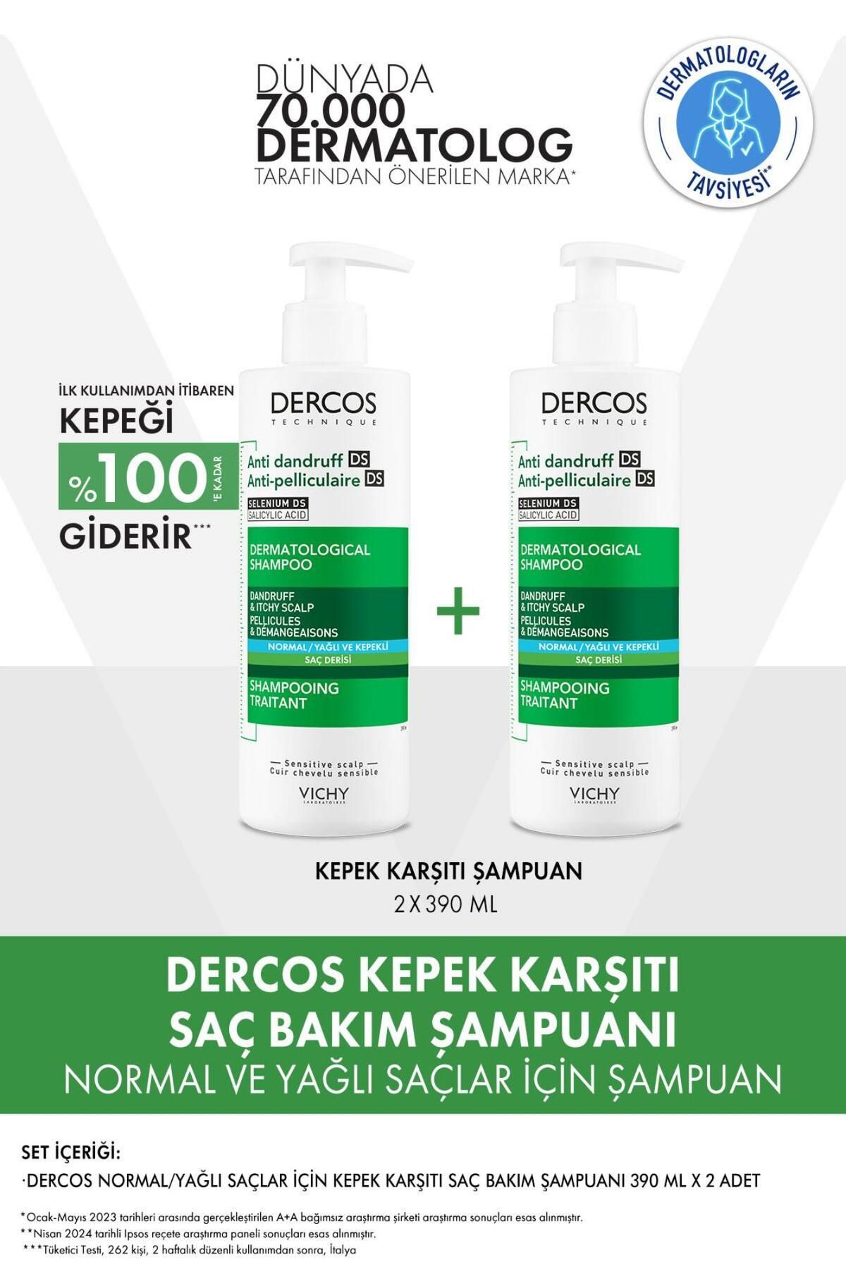 Vichy Dercos Anti-dandruff Kepek Karşıtı Şampuan Normal & Yağlı Saçlar 390 ml X 2 Adet