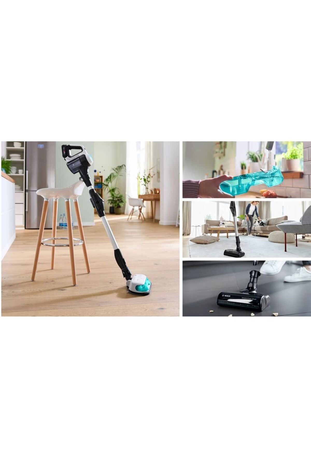 Bosch Rechargeable YENİ Bosch  2 in 1 Vacuum and Mop Unlimited 7 ProHygienic Aqua Beyaz BCS71HYG1