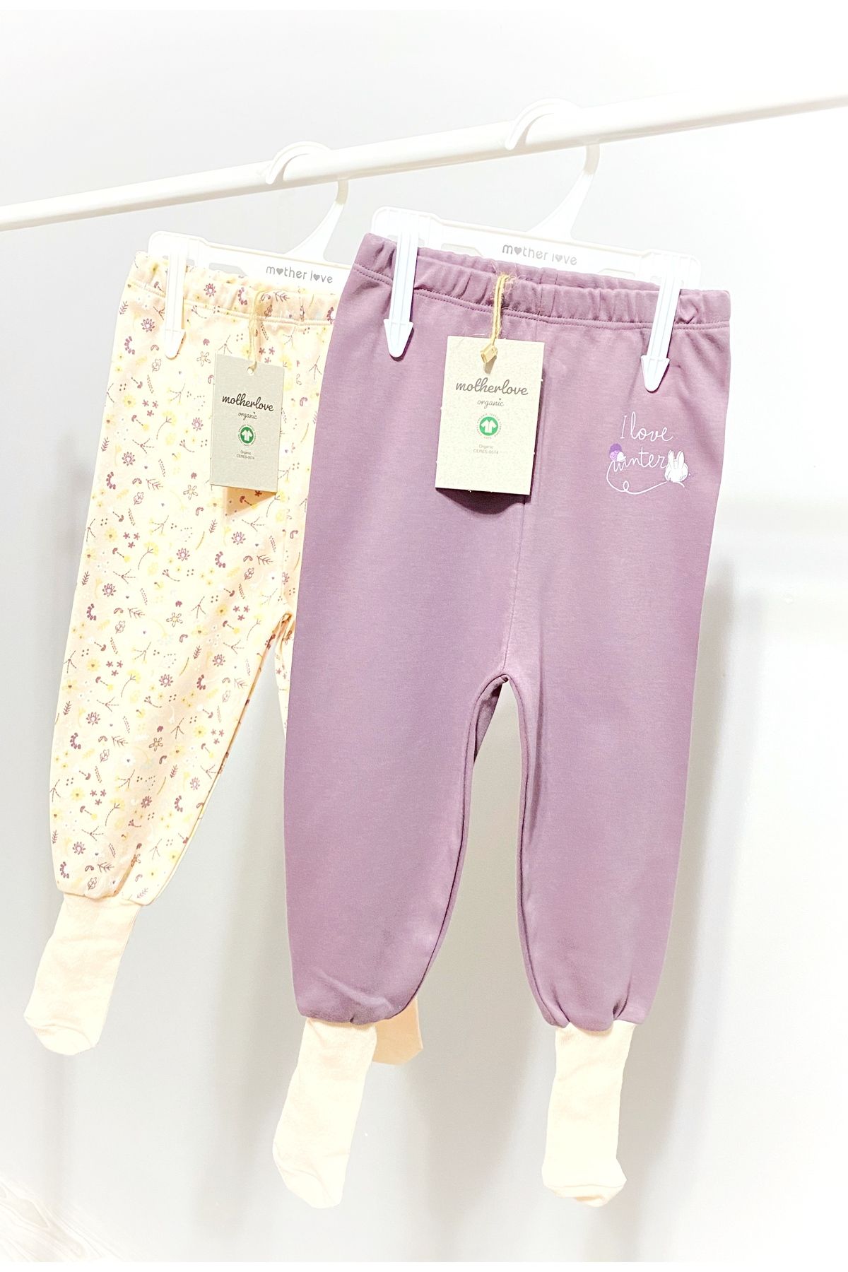 Mother Love % 100 Organik Pamuk 2 Li Çoraplı Pantolon Pijama