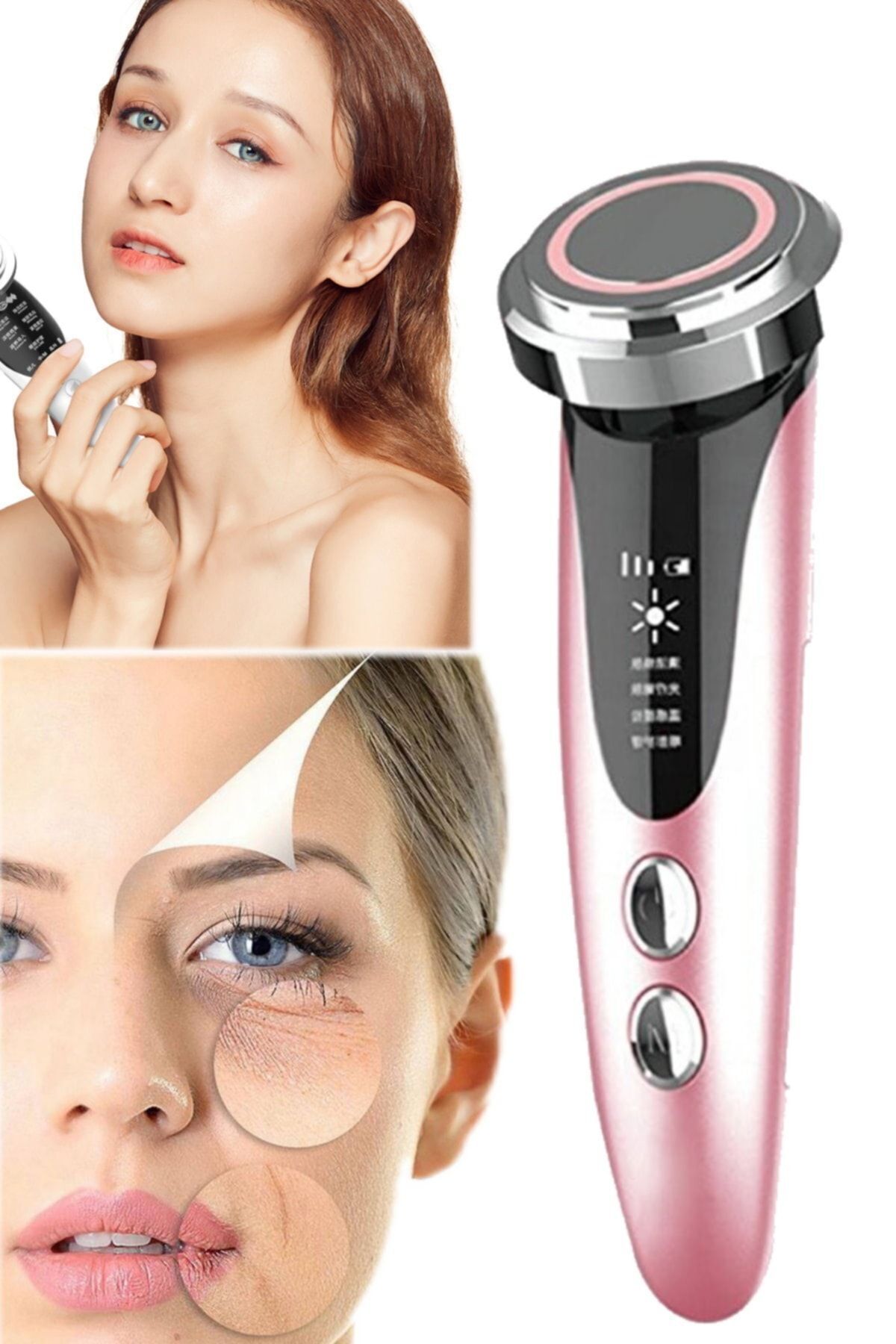 AboutThePerfect 5'li Yüz Bakım Cihazı Sıcak Soğuk, Kavitasyon, Sıkılaştırıcı, Anti-Aging, LED Ekran
