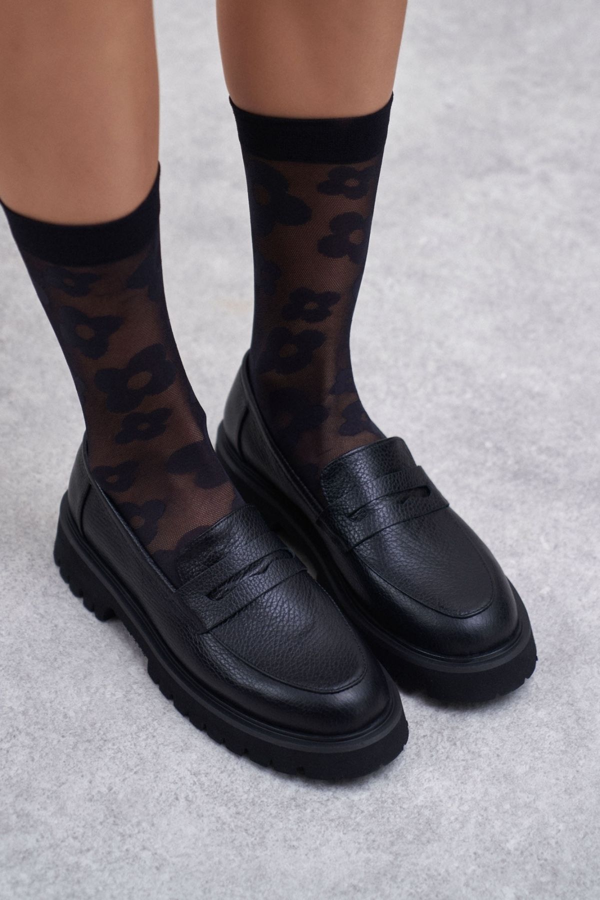 NİŞANTAŞI SHOES-Buty damskie Queena Black Genuine Leather z grubą podeszwą 4