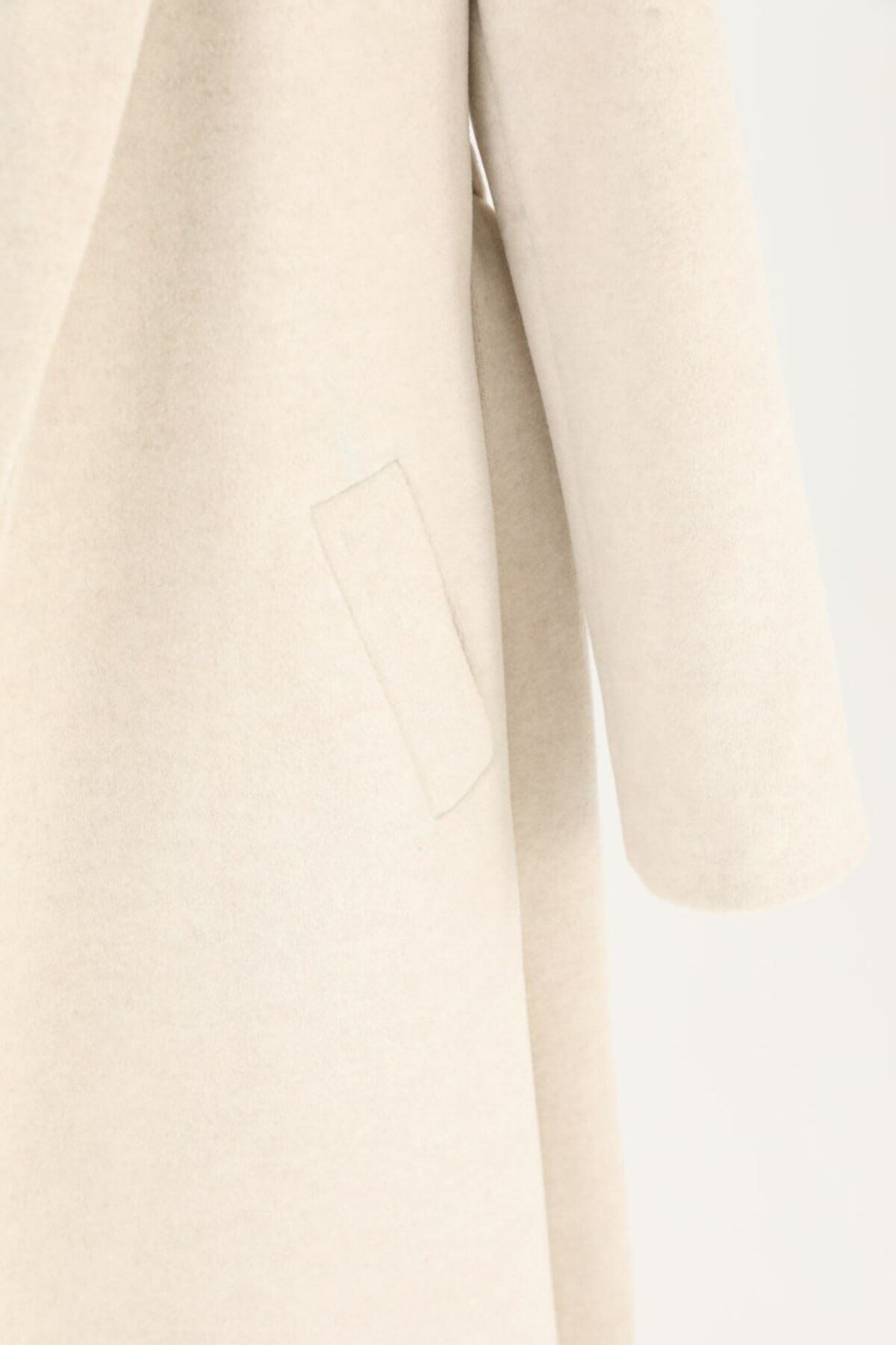 Puane  Kadın Kuşaklı Uzun Boy Astarlı Kaşe DARK BEJ Kaban Bej 15170 - Görsel 3