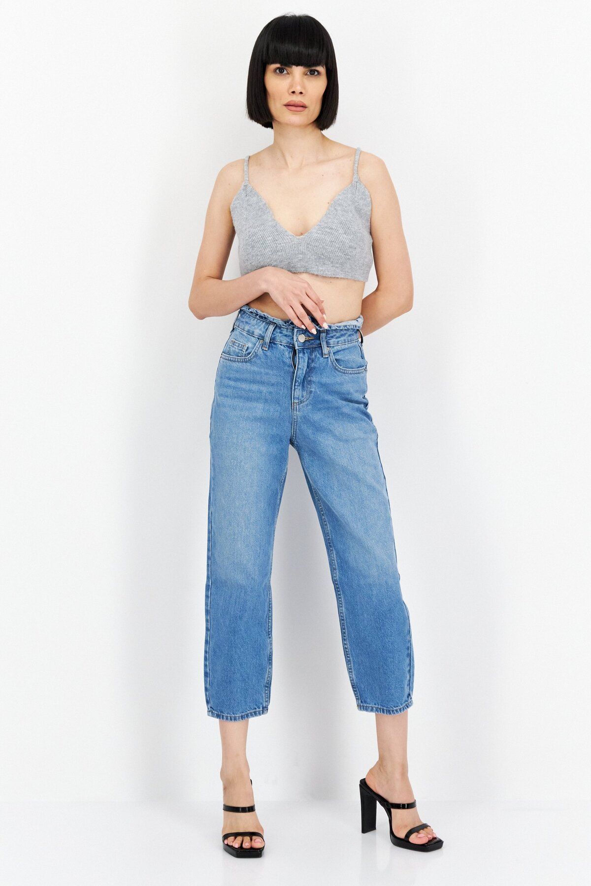 Miss Selfridge-Women Petite Super High Waist Washed Non-Stretchable Denim, Blue 2