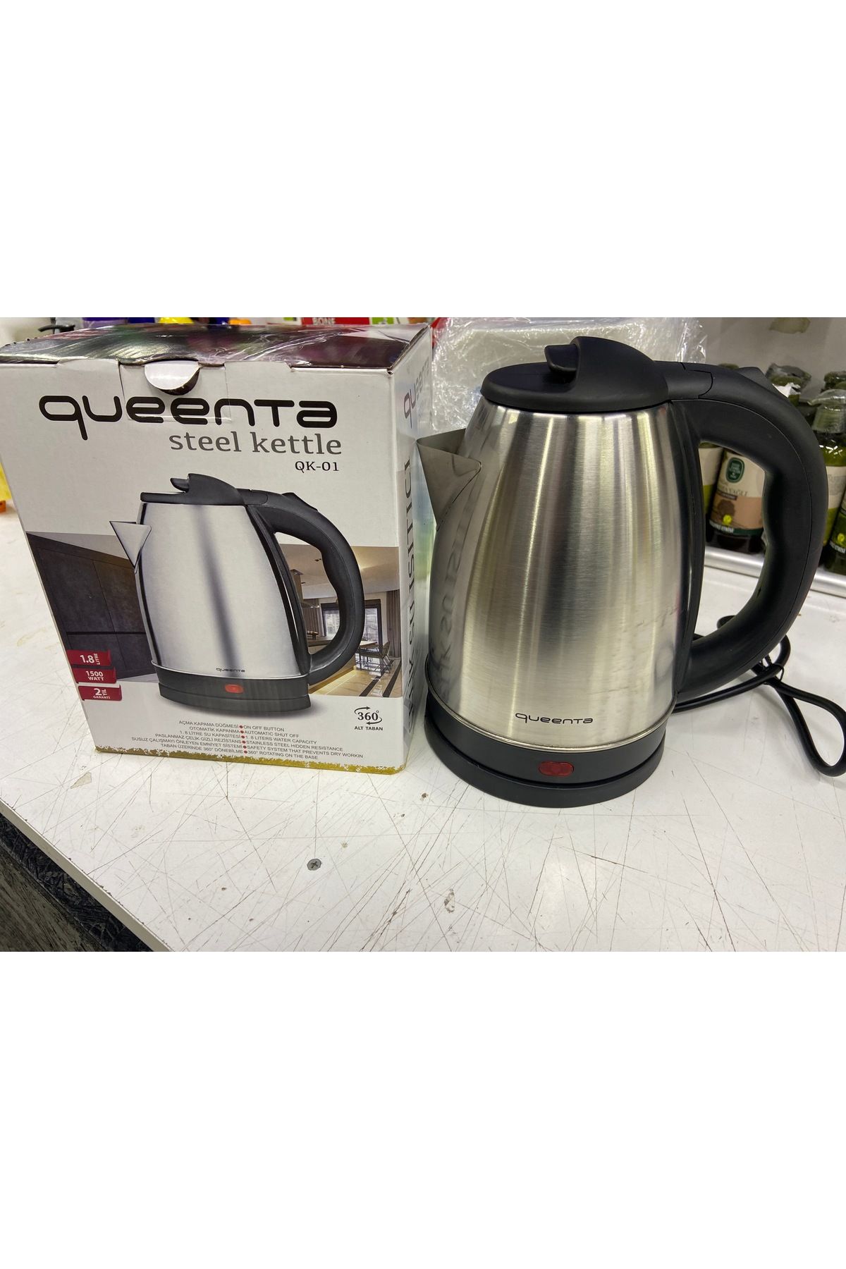 Queentasy queenta 1.8 litre Çelik su ısıtıcısı 1500 Watt