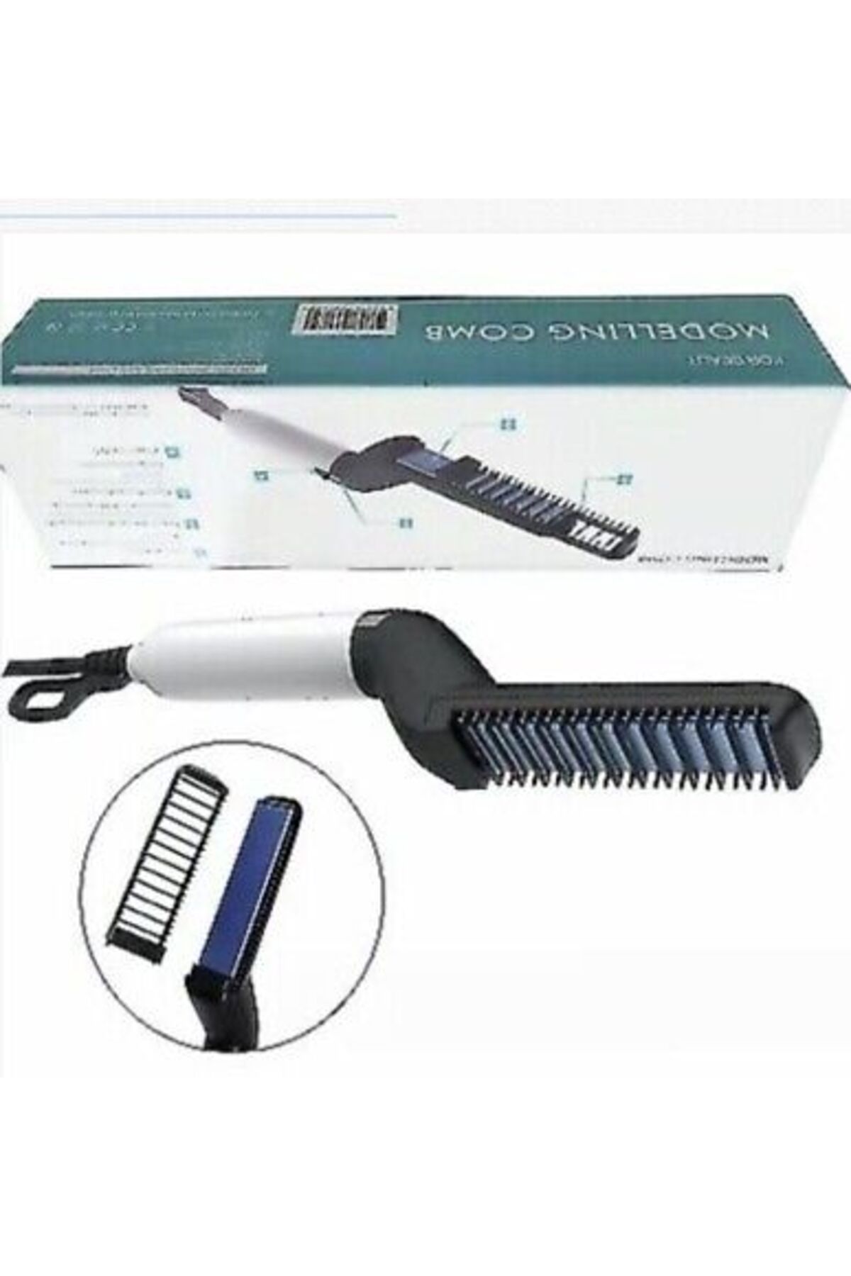 Generic-Multifunctional Beard Straightener Modelling Comb Black/White 4