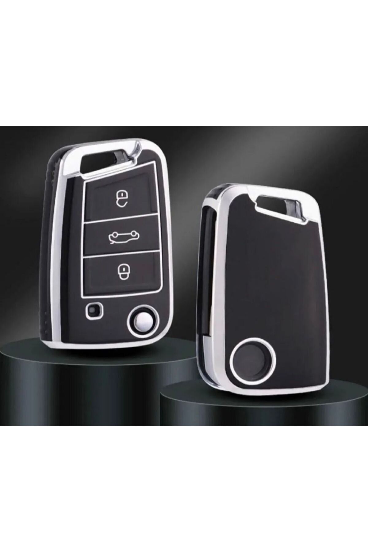 EBG İSTANBUL Golf 7 Golf 7,5 Tiguan Polo T-roc T-cross  Anahtar  Kılıfı Siyah Gümüş Silver Renk