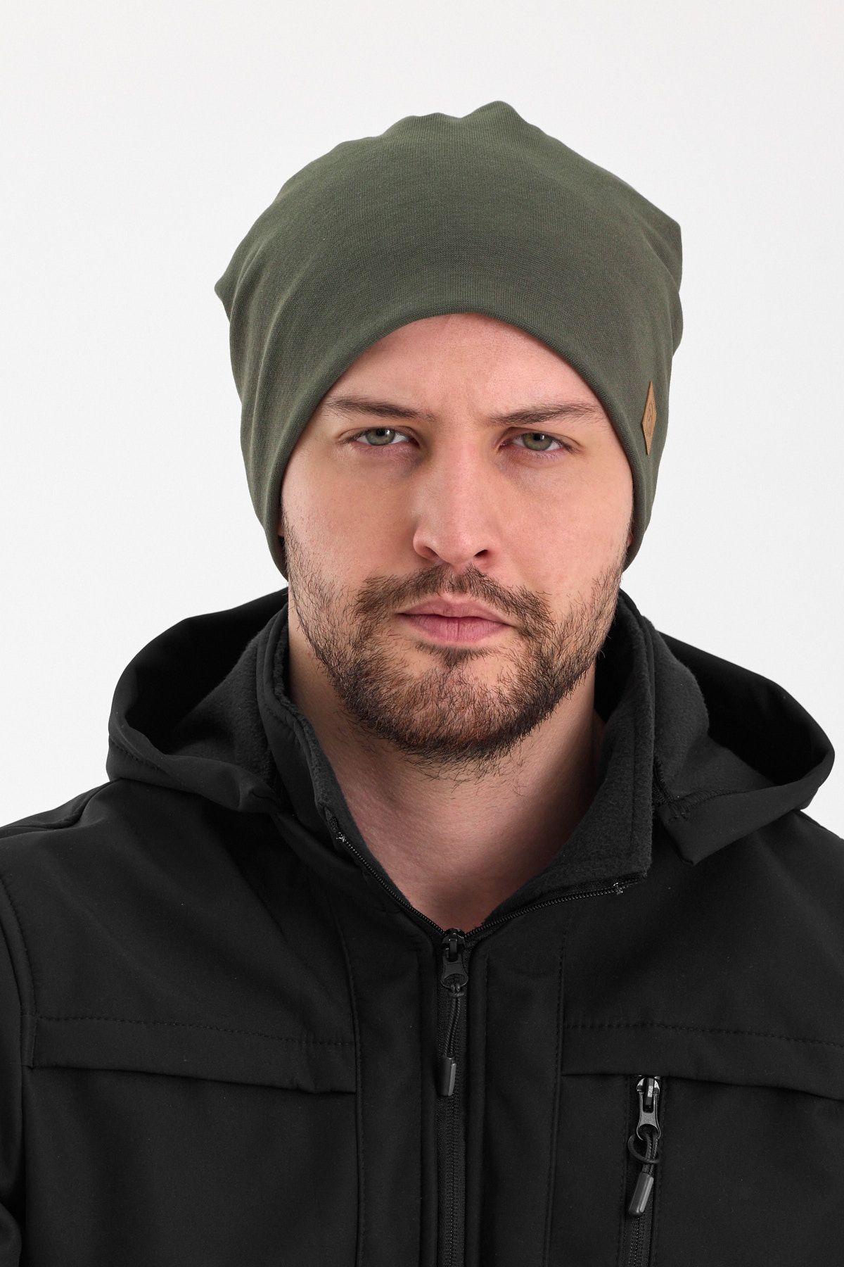 Butikgiz-Men's Khaki Thermal 100% Cotton Soft 2 Style in 1 Beret Premium Cuts Series 2