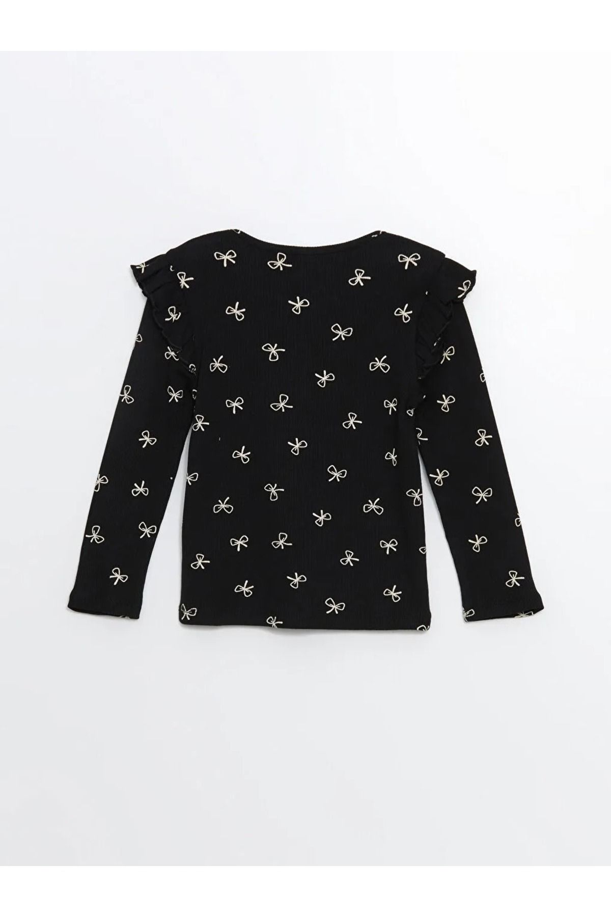 LC Waikiki-LCW Kids Black Crew Neck Ribbon Nyomtatott kislány blúz és leggings 2 csomag 4