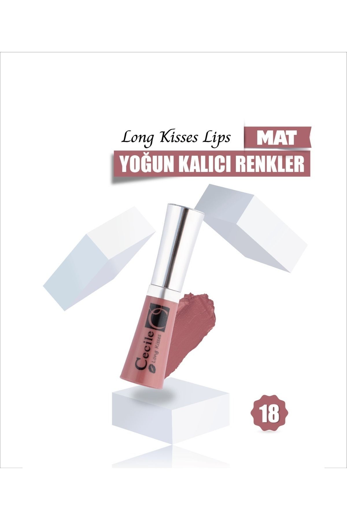 Cecile Kalıcı Mat Ruj - Cecile Long Kisses Lipgloss 18 Soft Maroon 8698438402040-5