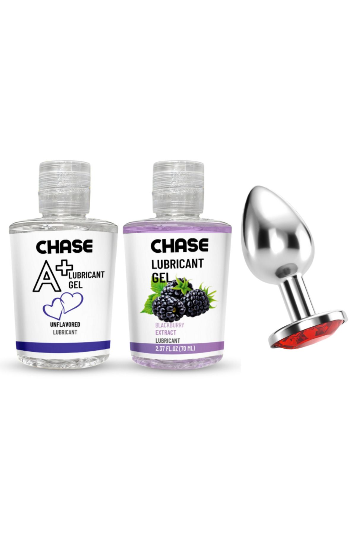 Chase 70 Ml Böğürtlen Ve A+ Kayganlaştırıcı Jel + Metal Anal Tıkaç Set