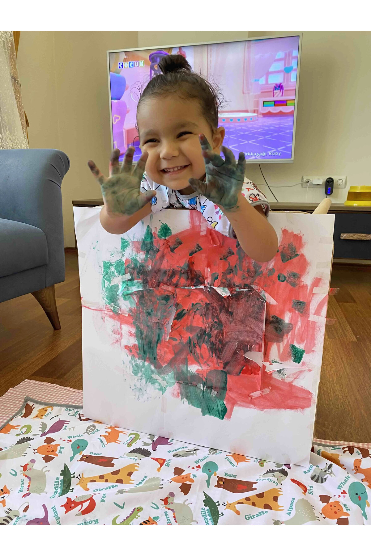 yorni Zoo, 145x210cm, Sıvı Geçirmez, Çok Amaçlı Bebek Arabası ve Aktivite Örtüsü, Makinede Yıkanabilir fotoğrafı 3 (önizleme)