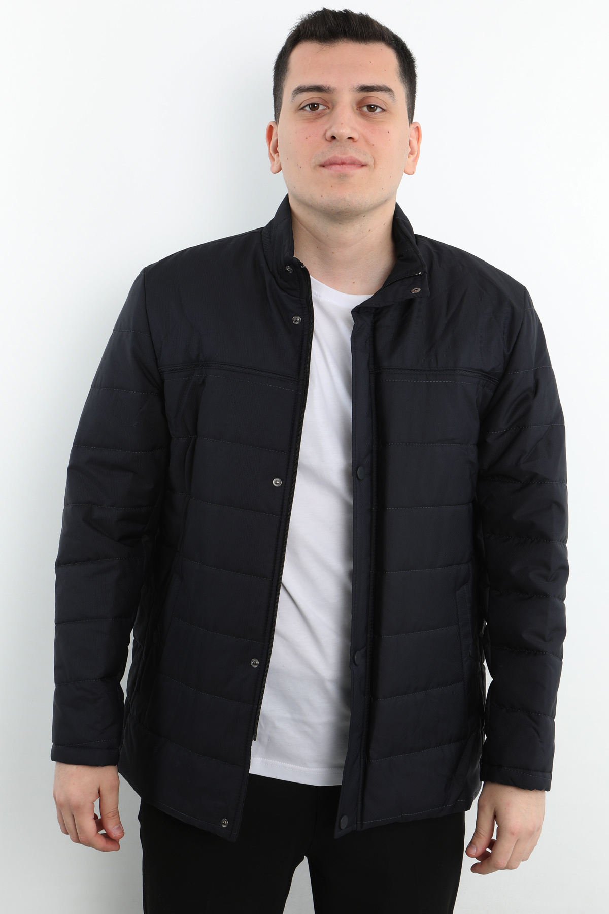 Veli Önkal-Stand Collar Men's Jacket with Pockets and Zipper Closure 6