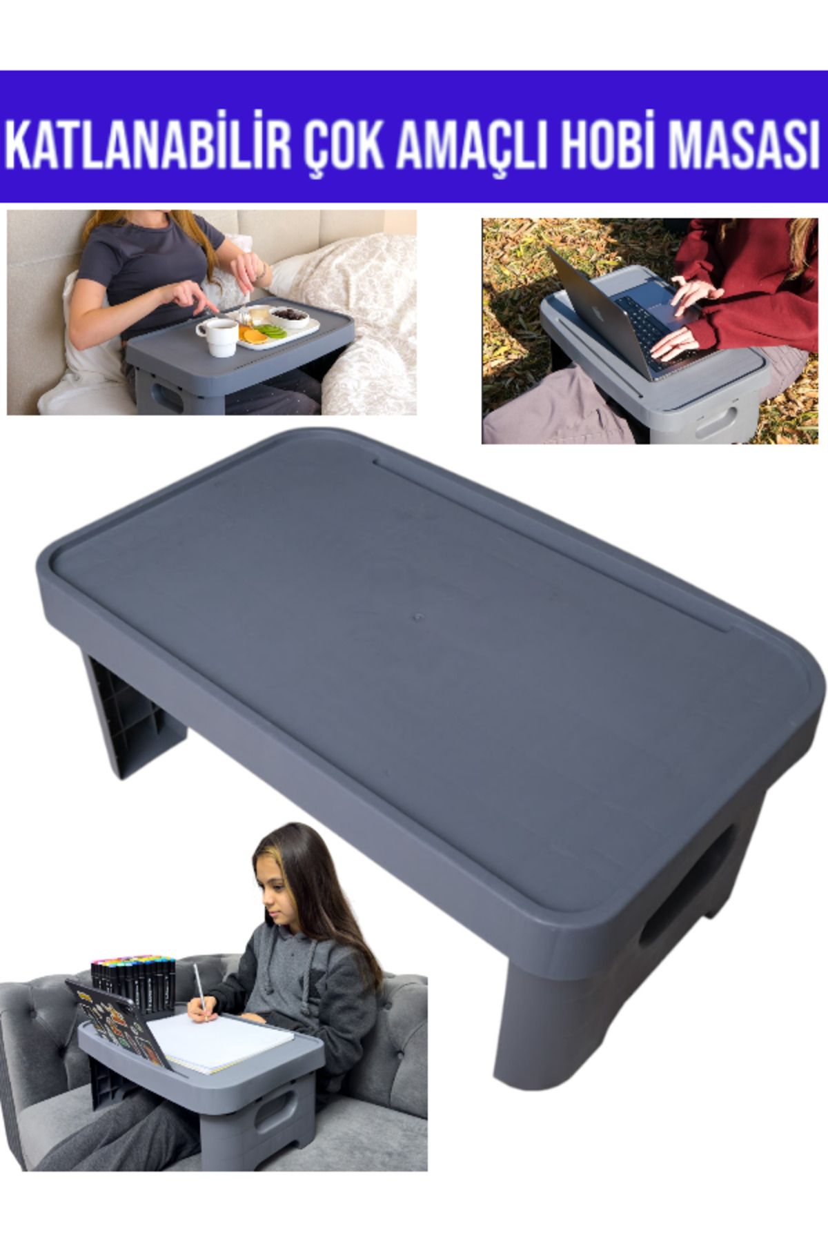 CocoVia Katlanabilir Pratik Çok Amaçlı Hobi Masası - Ders Çalışma Masası - Laptop Sehpası- Piknik Masası