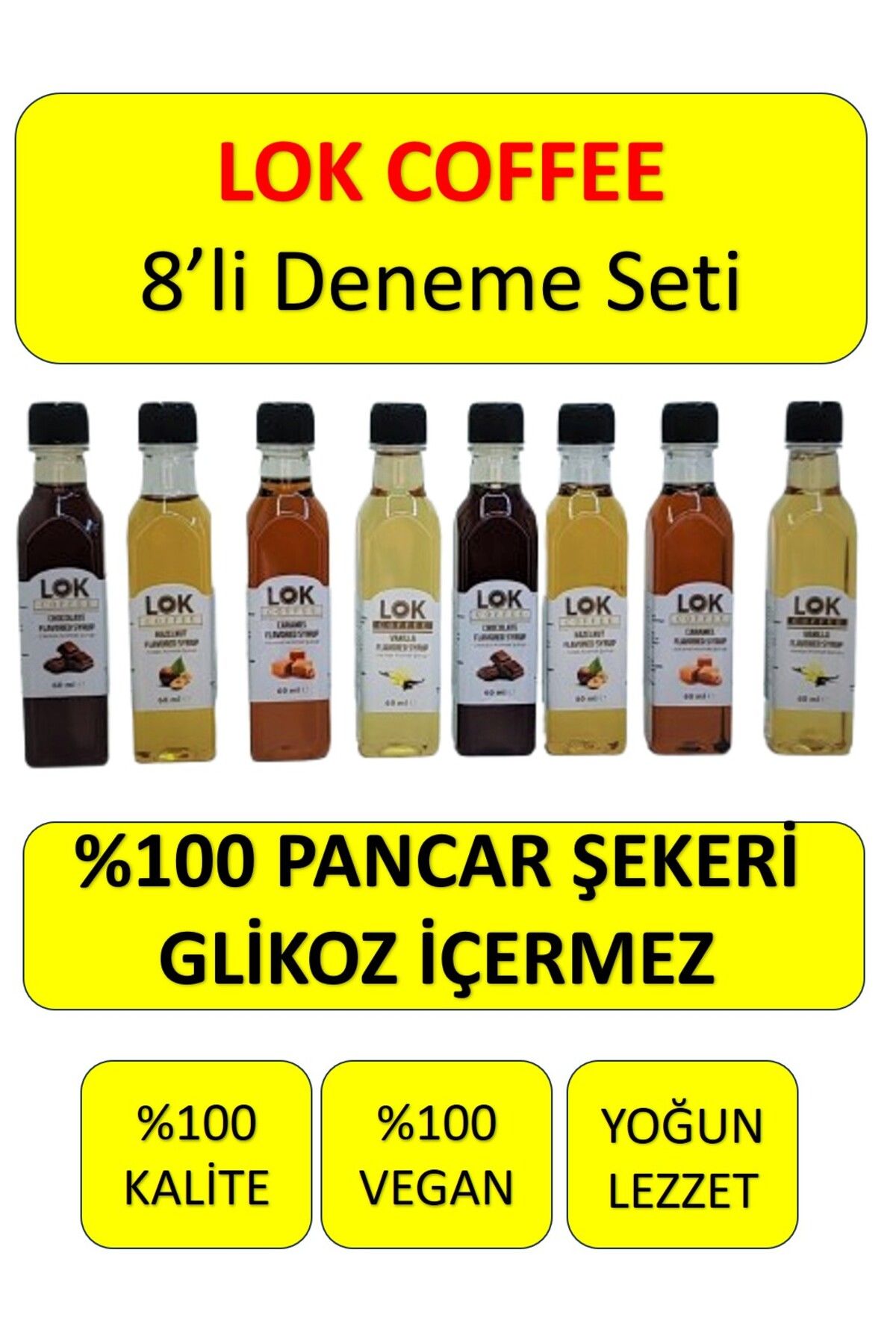 LOK COFFEE Kahve Şurubu 60 ml %100 Pancar Şekerli 8'li Deneme Seti-1