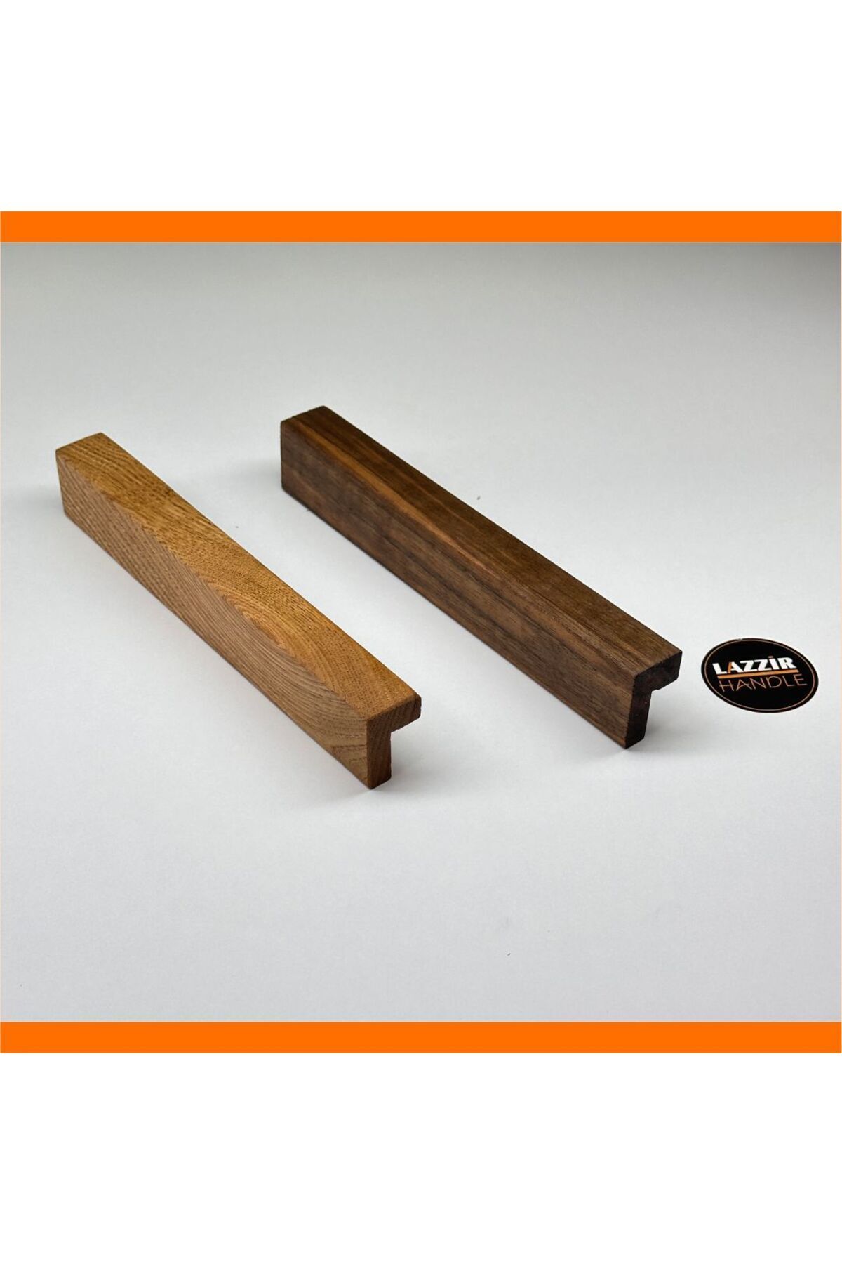 lazzir handle-Wooden Extra Cornered L - Cabinet Handle Drawer (256 Mm, Walnut Color) 2