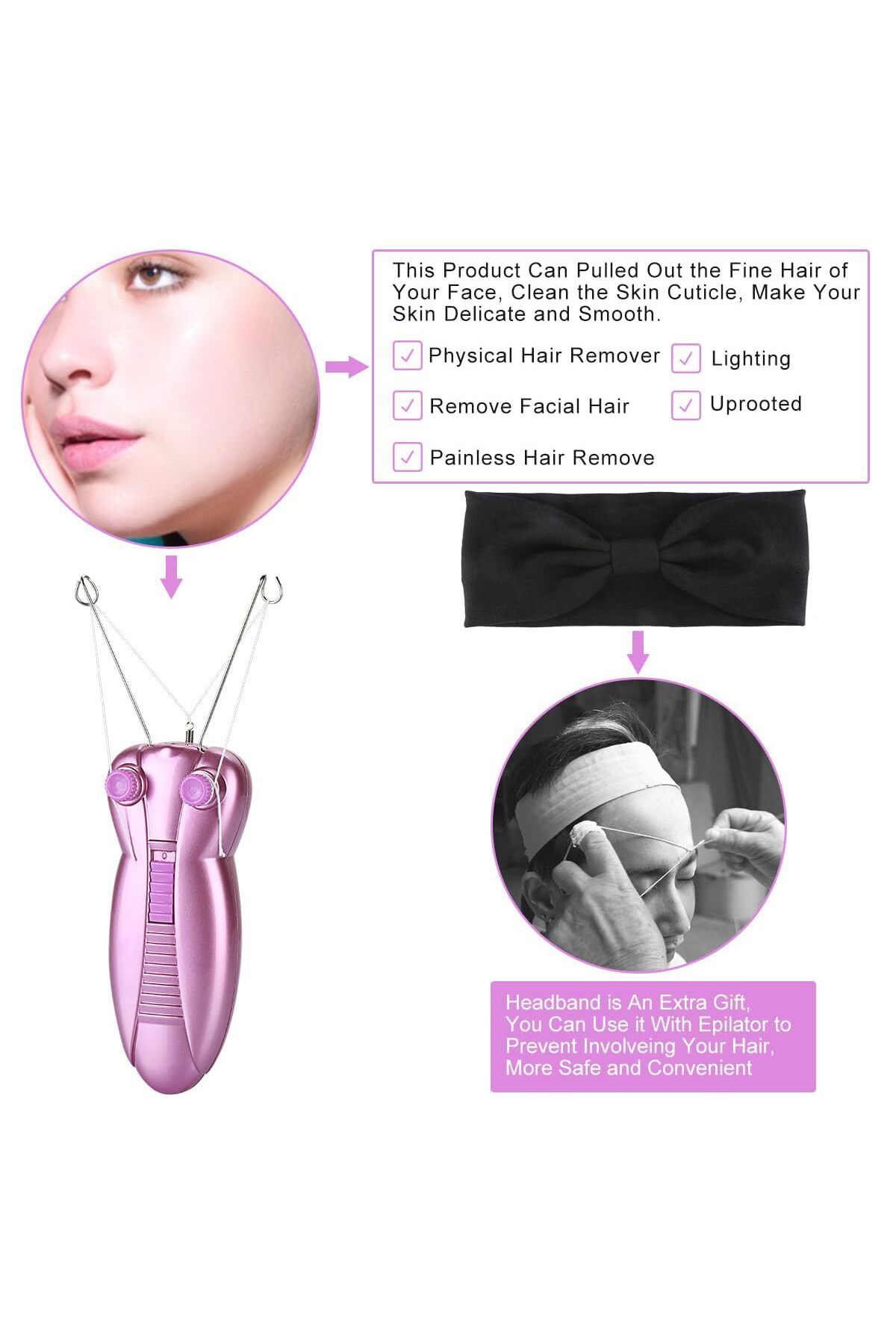 Arabest-Facial Threading Hair Removal for Women Electric Ladies Hair Remover,Automatic for Fine Hairs Body 2