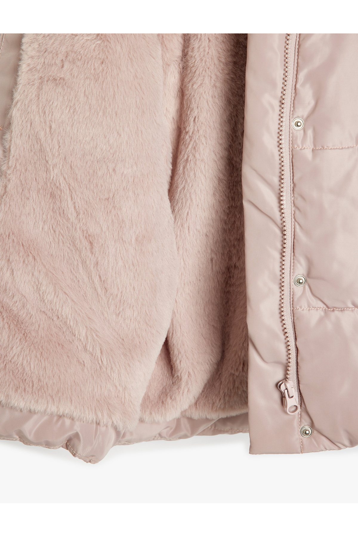 Koton Kapşonlu Şişme Mont Peluş Detaylı Fermuarlı Cepli fotoğrafı 3 (önizleme)