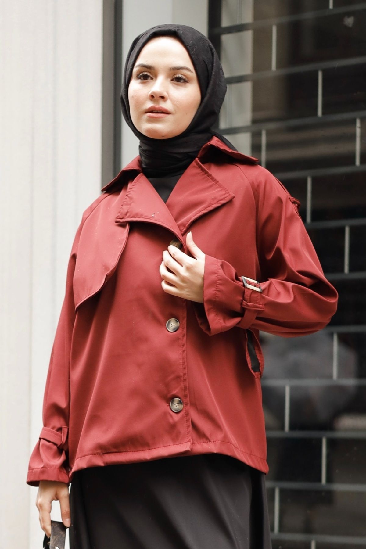 Gizce-Elçin Red Trench Coat 3