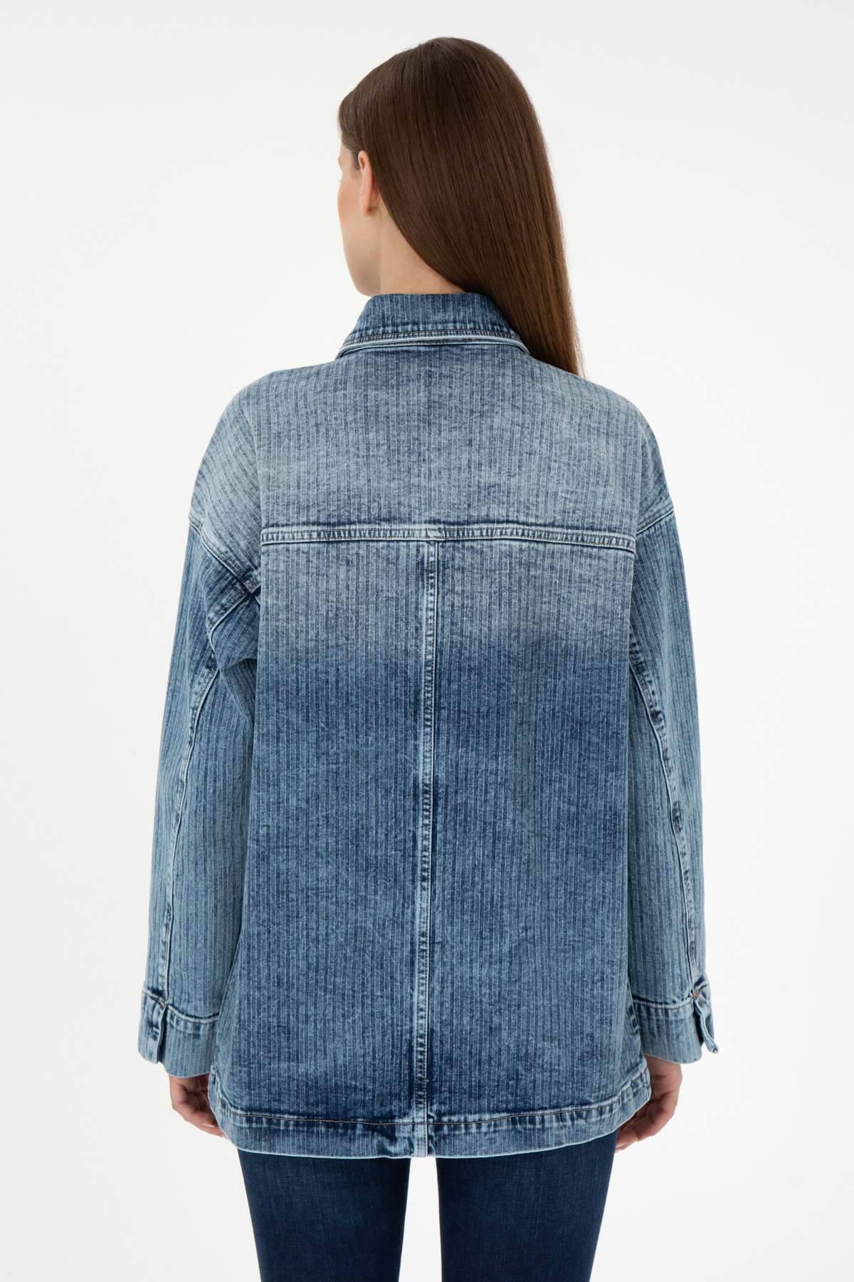 U.S. Polo Assn.  Kadın Açık Mavi Jean Tunik Gömlek 50291134-DN0021 - Görsel 5