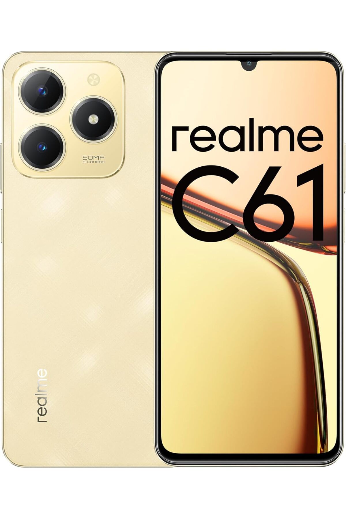 realme-C61 Dual SIM 6GB RAM 128GB 4G (Sparkle Gold) - Middle East Version 1