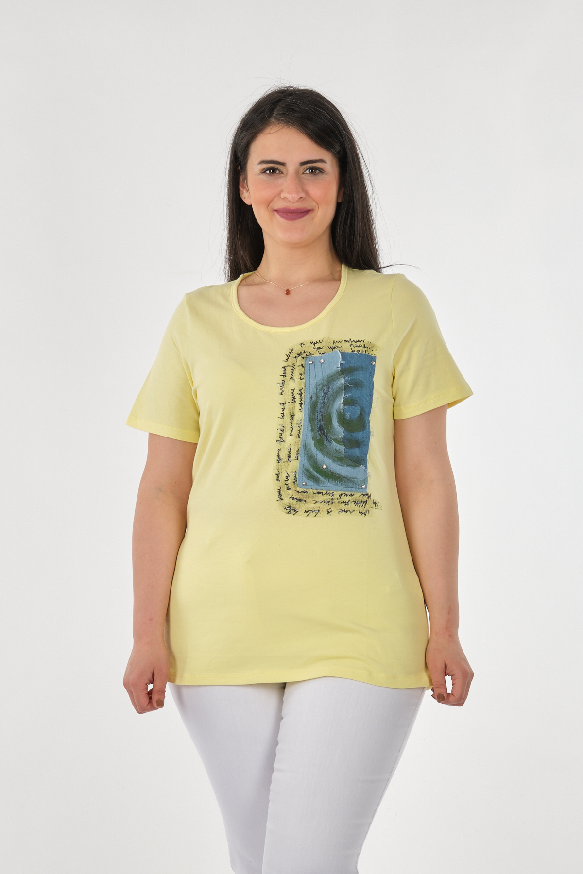 Vedi--Bb Oversize Short Sleeve Minimalist Women's Blouse - Casual 1