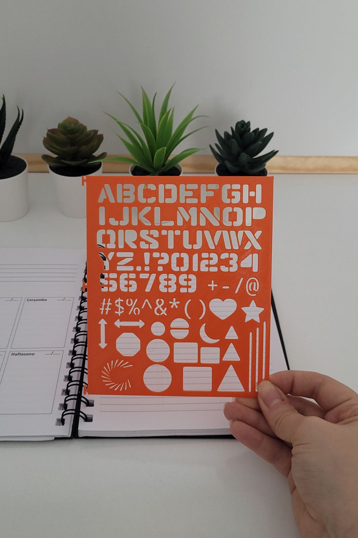 Karmelom Studio-Spiral Notebook Compatible Alphabet and Shapes Template Ruler 2