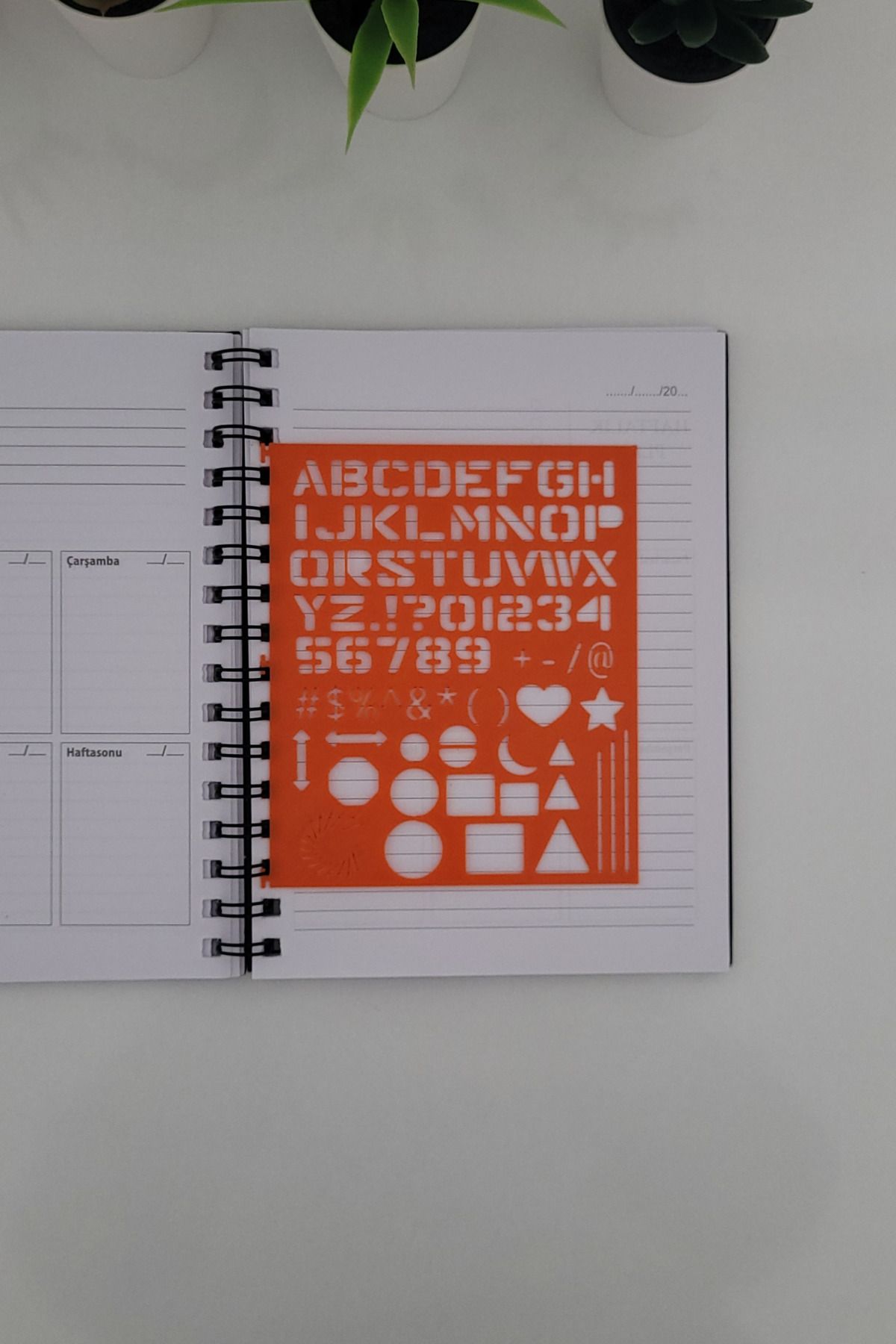 Karmelom Studio-Spiral Notebook Compatible Alphabet and Shapes Template Ruler 3