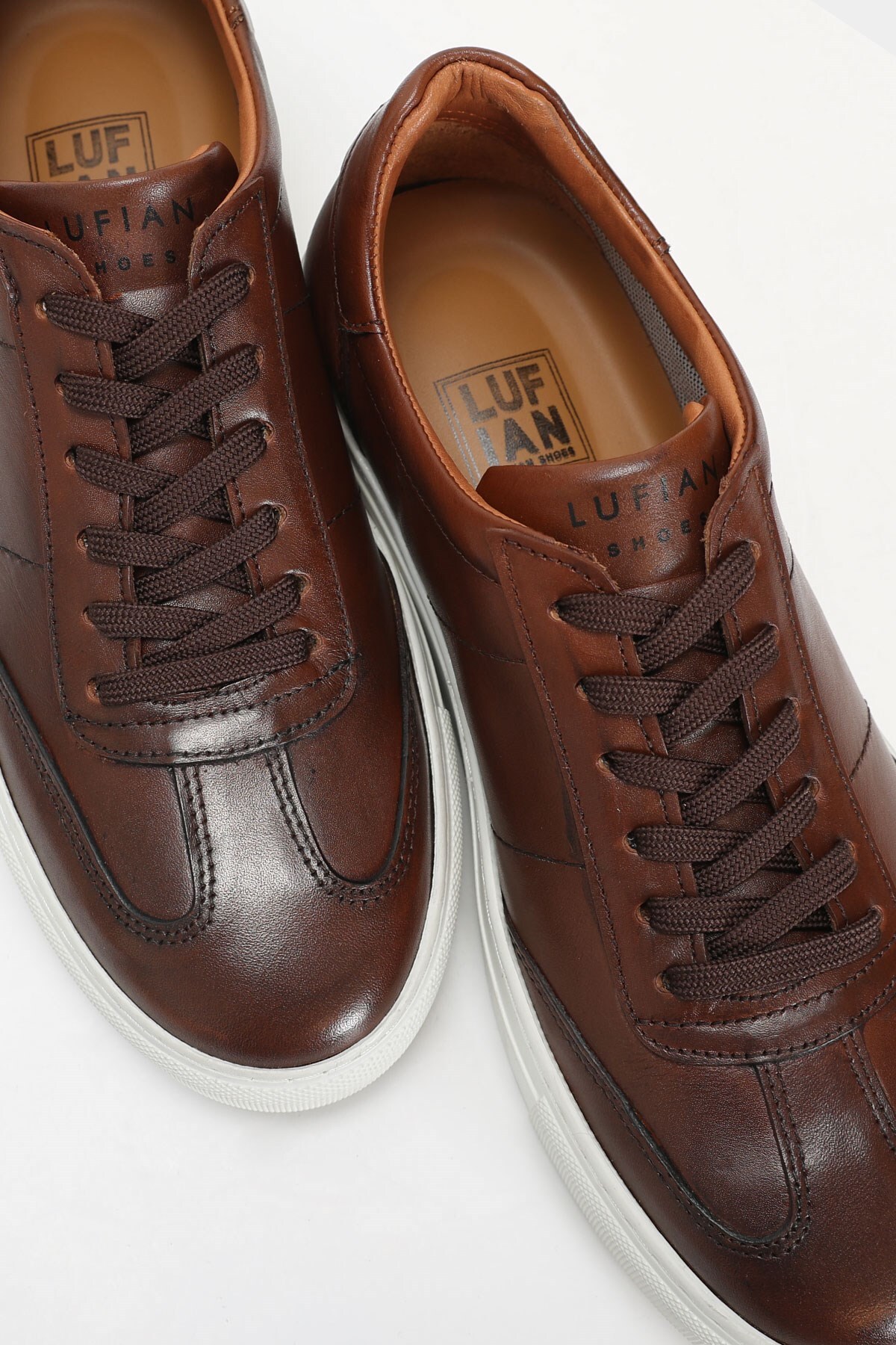 Hakiki Deri Bağcıklı Comfort Taban Sneaker Ayakkabı Taba