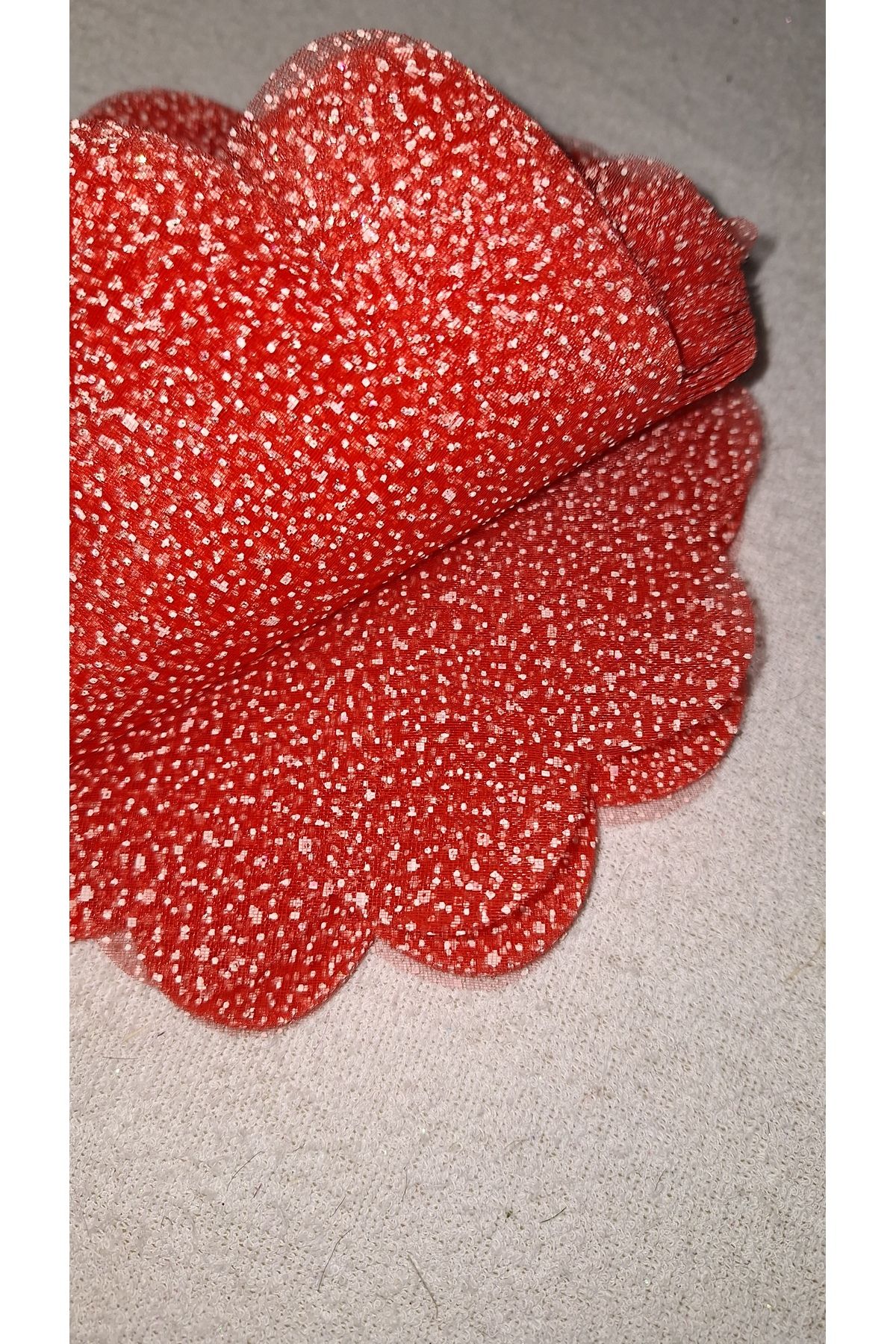 Uslu Çeyiz KARLI KIRMIZI Tül  Süsleme Hediyelik Tül 100 Adet 17*17 CM
