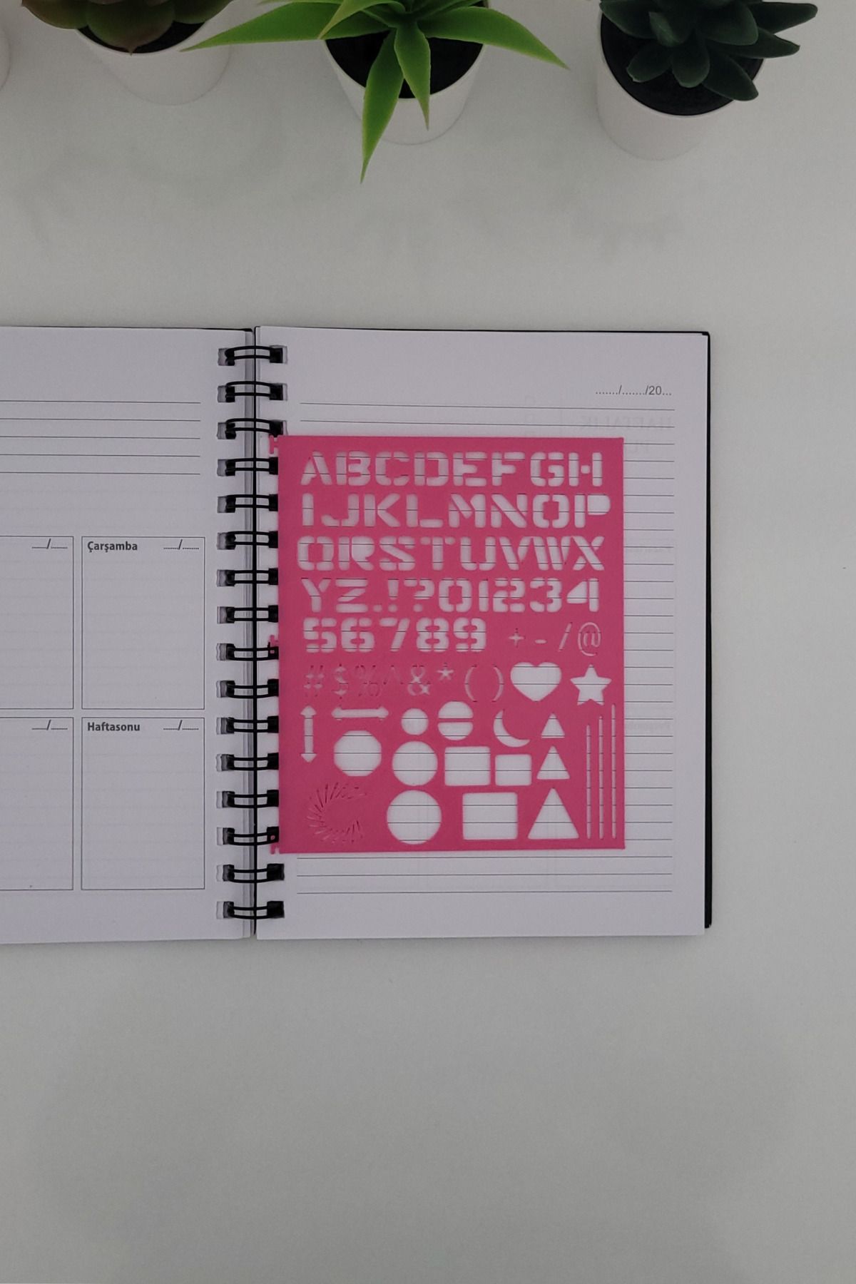 Karmelom Studio-Spiral Notebook Compatible Alphabet and Shapes Template Ruler 3