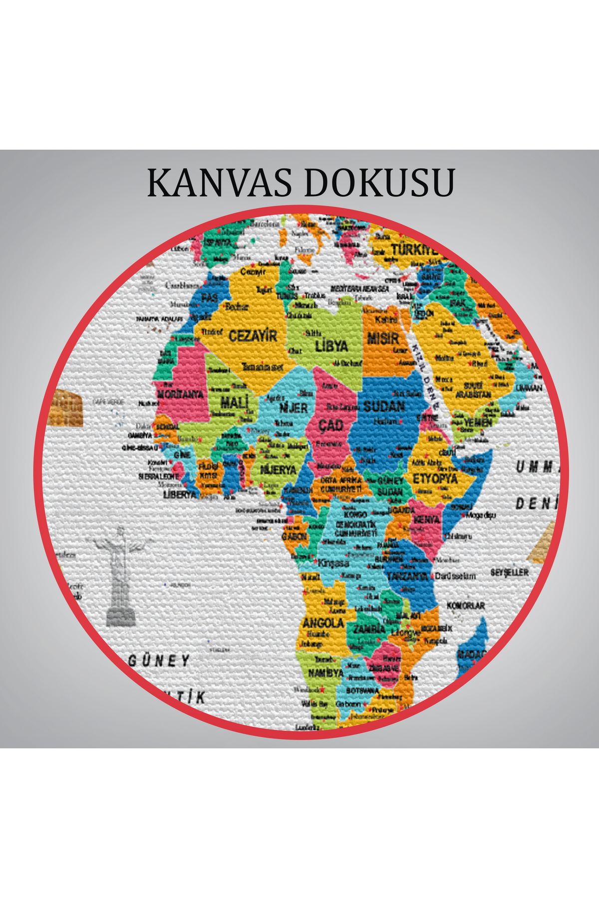 Türkçe Dünya Haritası Eğitici-öğretici Sembollü Bayraklı Dekoratif Kanvas Tablo-7 görsel 6