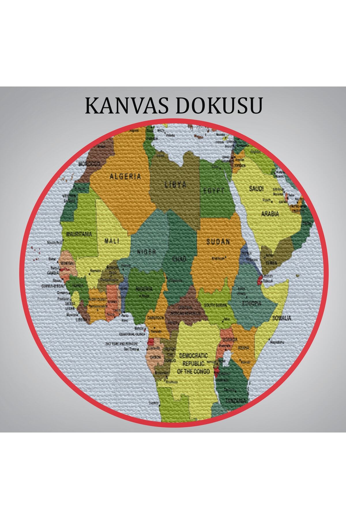 Dünya Haritası Dekoratif Kanvas Tablo görsel 7