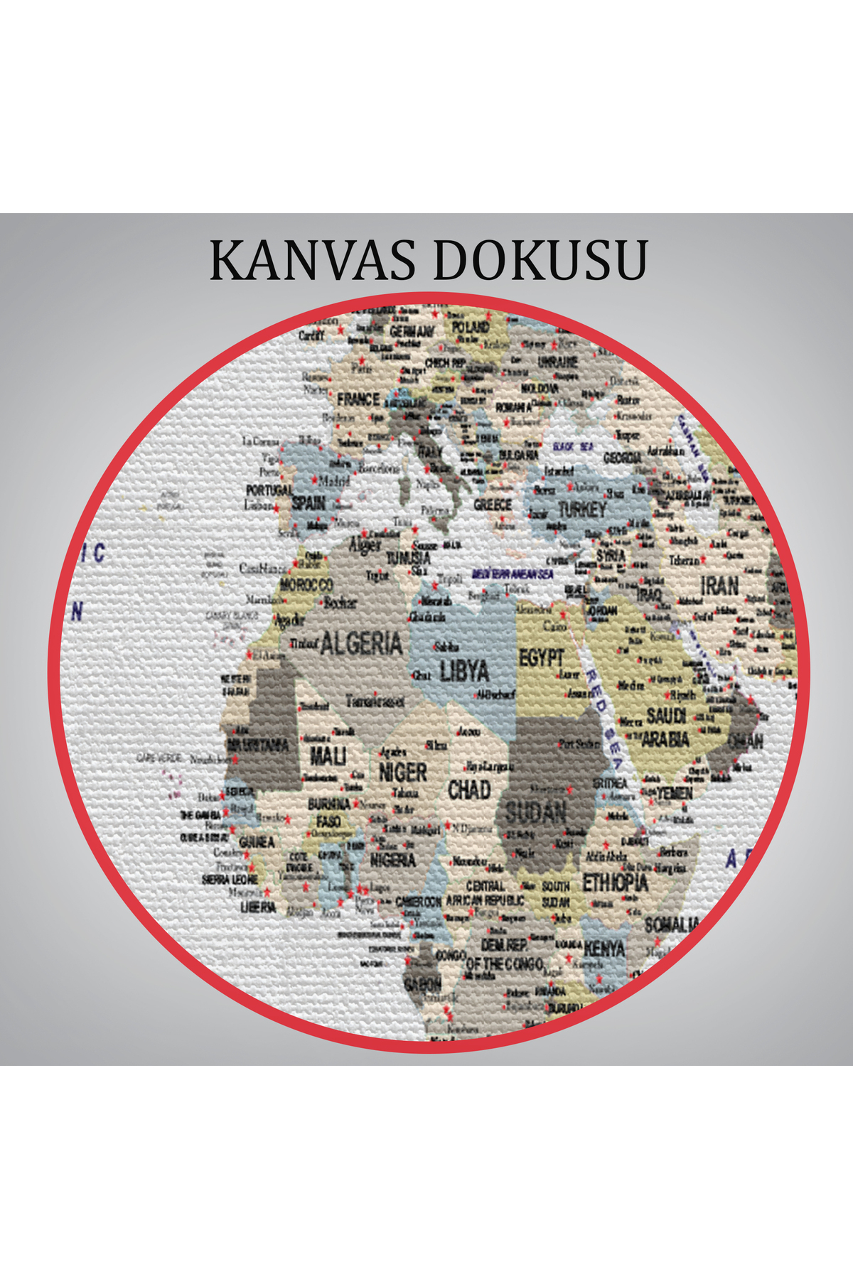 Dünya Haritası Dekoratif Kanvas Tablo Son Derece Detaylı Ve Eğitici görsel 6