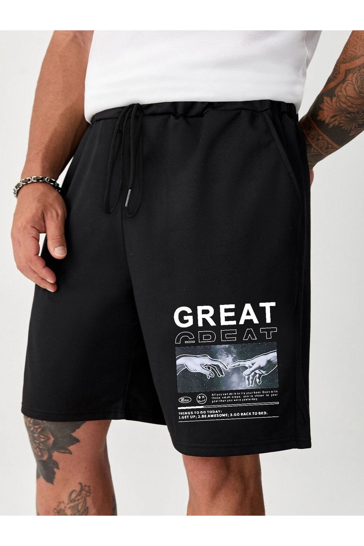 ModaSphere Unisex Great Yazılı Şort