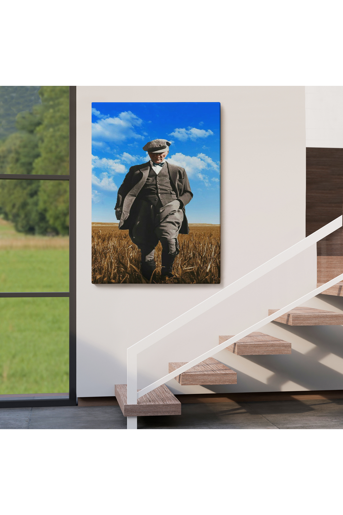 Atatürk Portre Tablosu Mustafa Kemal Atatürk Dikdörtgen Dekoratif Kanvas Tablo görsel 3