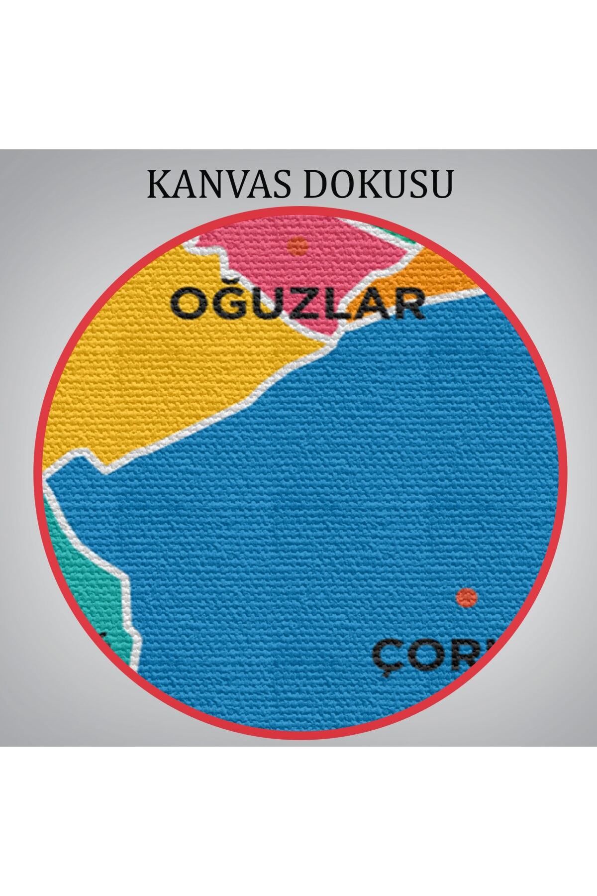 Çorum Ili Ve Ilçeler Haritası Dekoratif Kanvas Tablo görsel 6