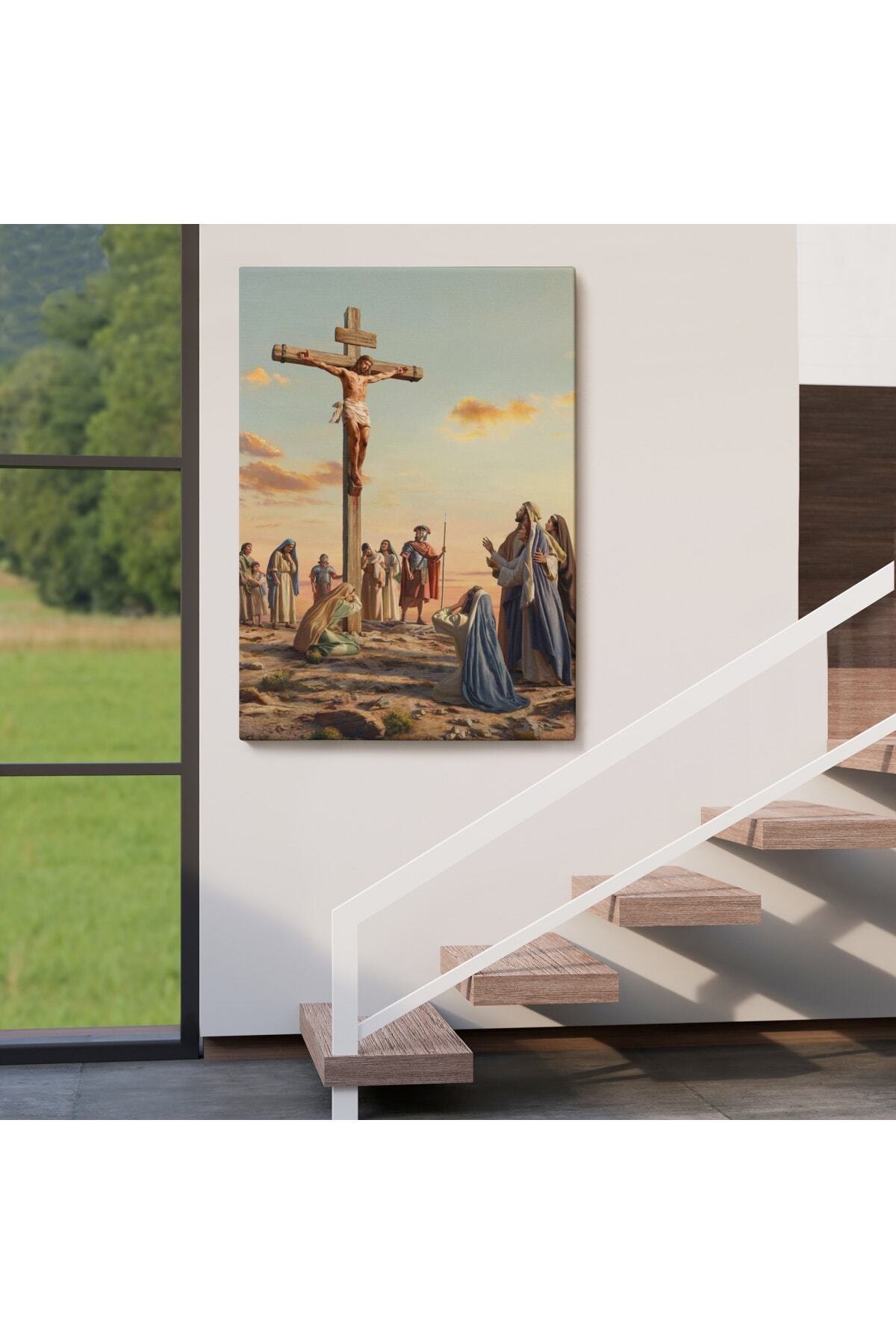Çarmıha Gerilmiş Isa Mesih Kanvas Duvar Tablosu, Jesus Christ görsel 4