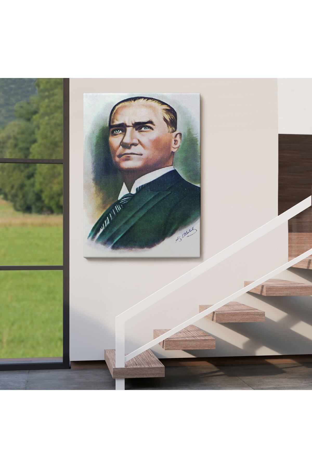 Atatürk Portre Tablosu Mustafa Kemal Atatürk Dikdörtgen Dekoratif Kanvas Tablo-11 görsel 4