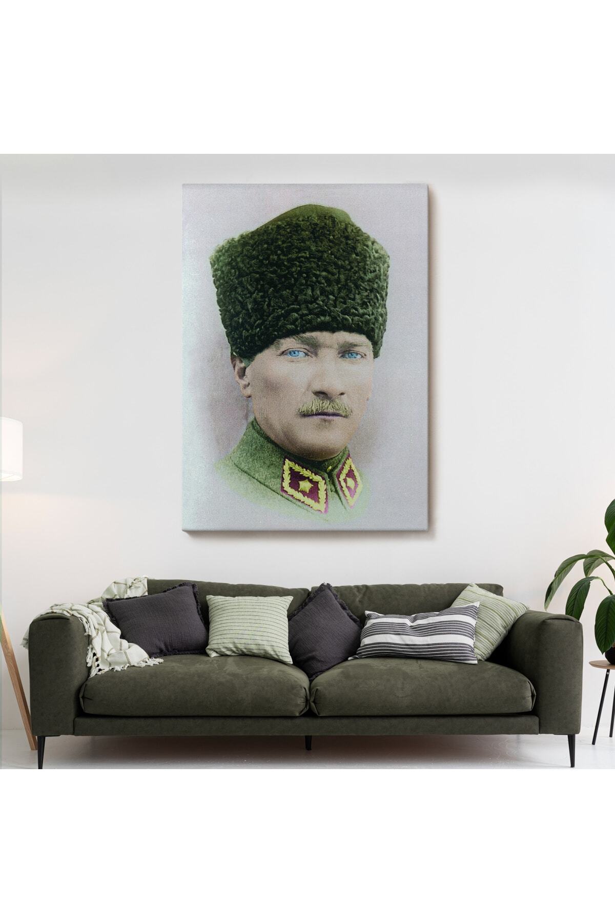 Atatürk Portre Tablosu Mustafa Kemal Atatürk Dikdörtgen Dekoratif Kanvas Tablo-9 görsel 2
