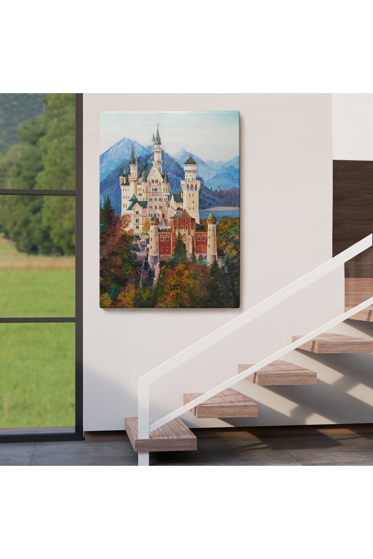 Bavyera Almanya Neuschwanstein Kalesi Kanvas Tablo görsel 4