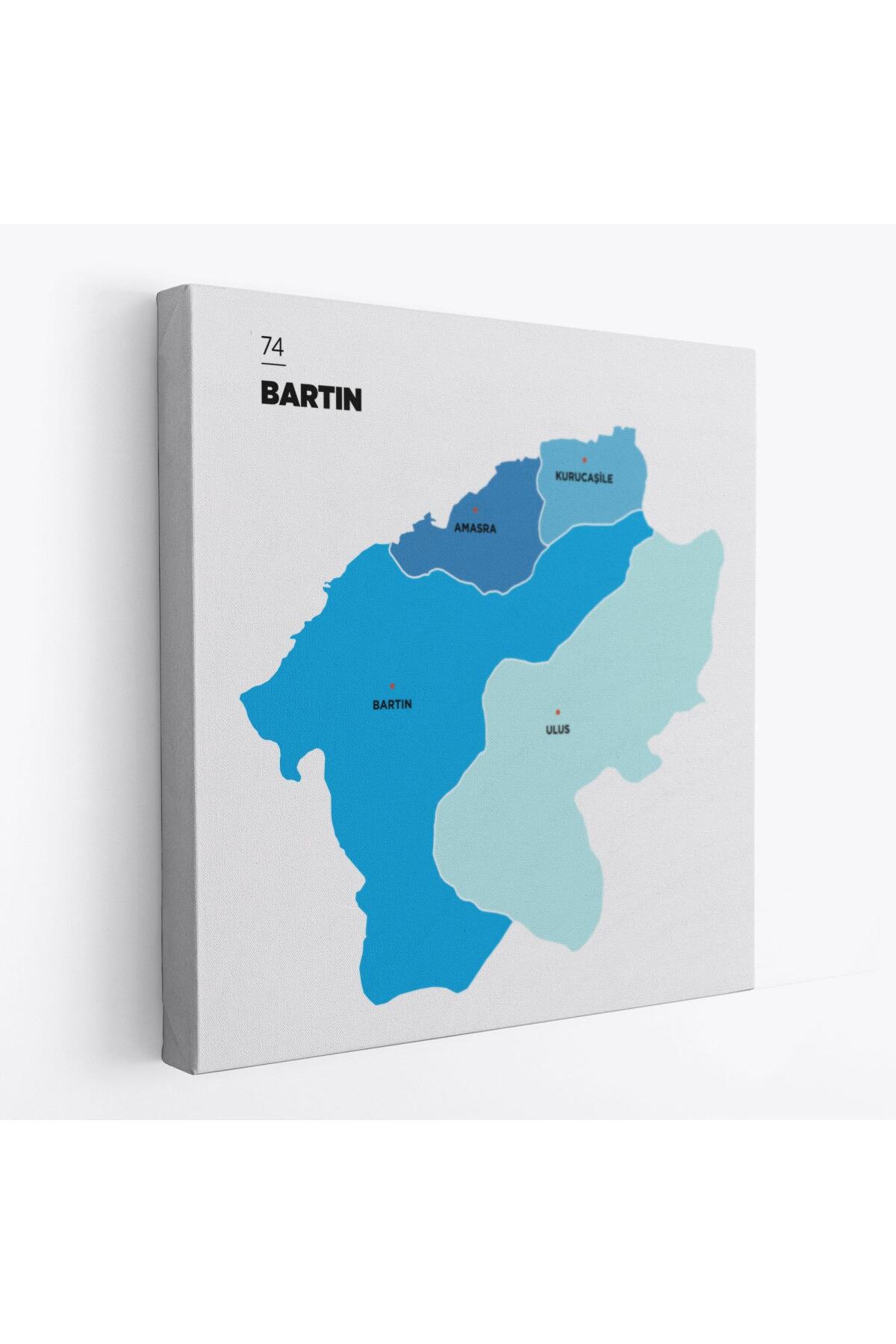 Bartın Ili Ve Ilçeler Haritası Dekoratif Kanvas Tablo-1