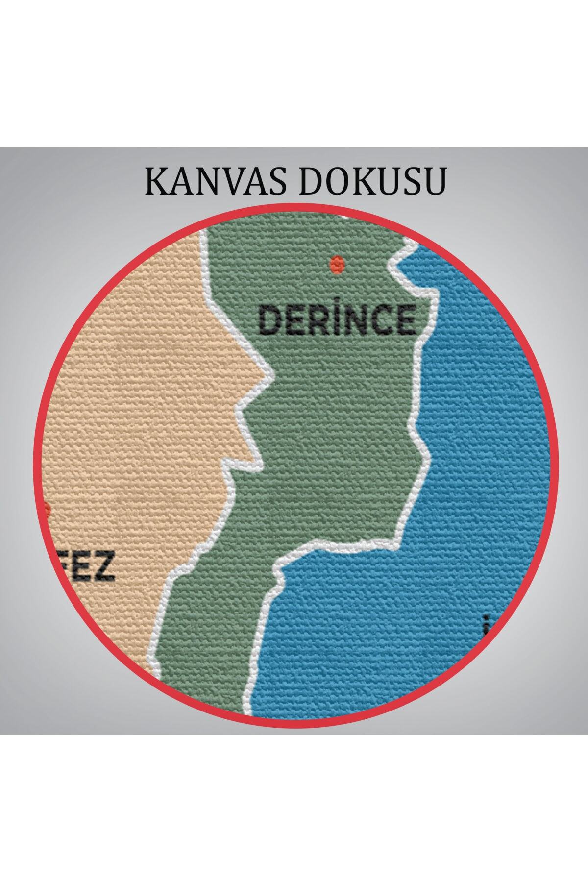 Kocaeli Ili Ve Ilçeler Haritası Dekoratif Kanvas Tablo-1 görsel 6