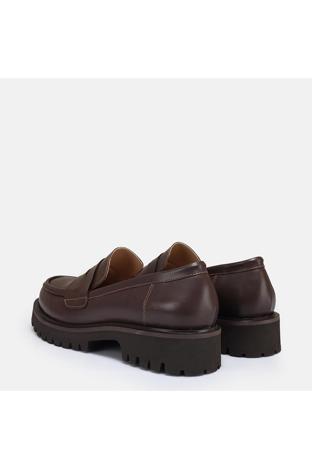 37Numara  BÜYÜK NUMARA KADIN KALIN TABAN LOAFER-41-42-43-44 KAHVE CİLT - Görsel 8